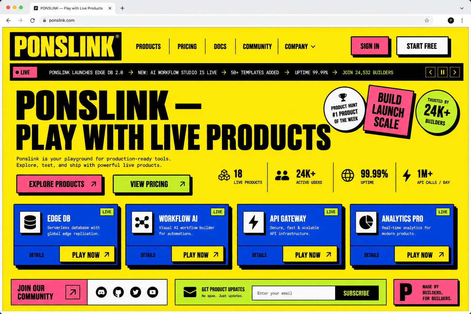 노랑과 검정 대비, 굵은 테두리와 하드 섀도, 핫핑크·코발트 포인트를 쓴 네오 브루탈리스트 스터디 이미지
